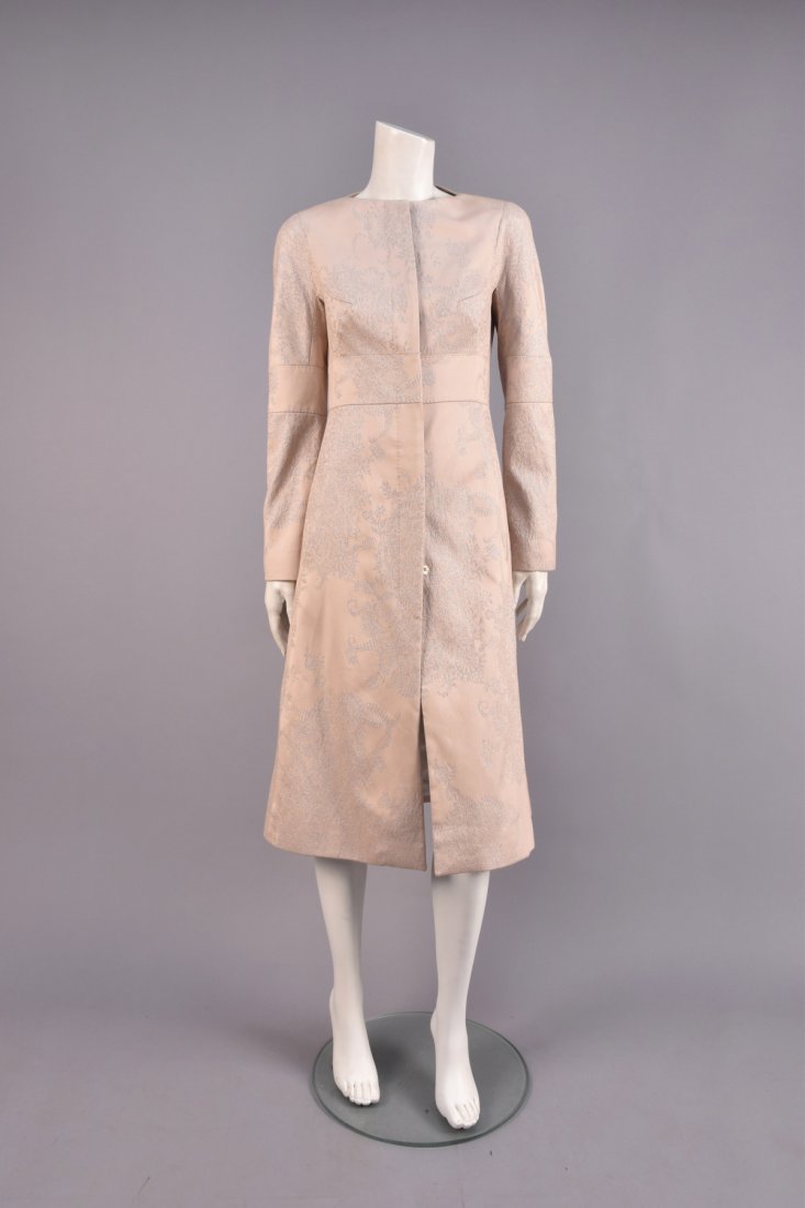 ALEXANDER McQUEEN SILVER BROCADE COAT, 2004. (1 of 4)