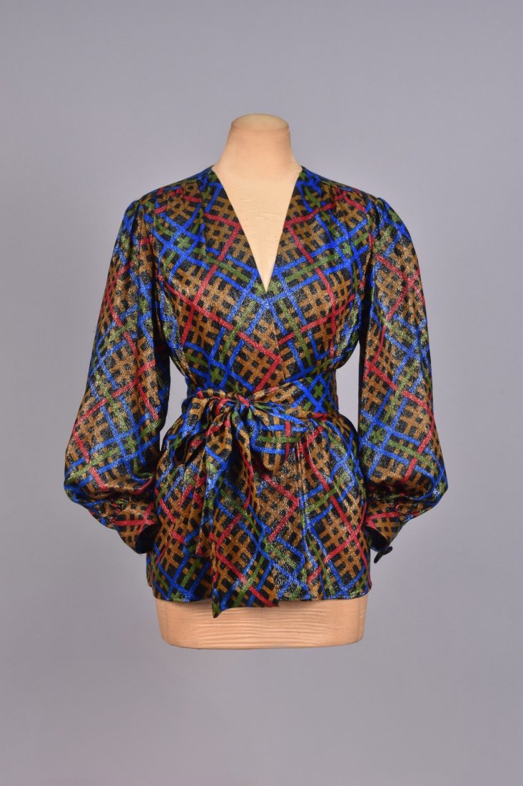 SAINT LAURENT RIVE GAUCHE SILK and METALLIC BLOUSE (1 of 4)