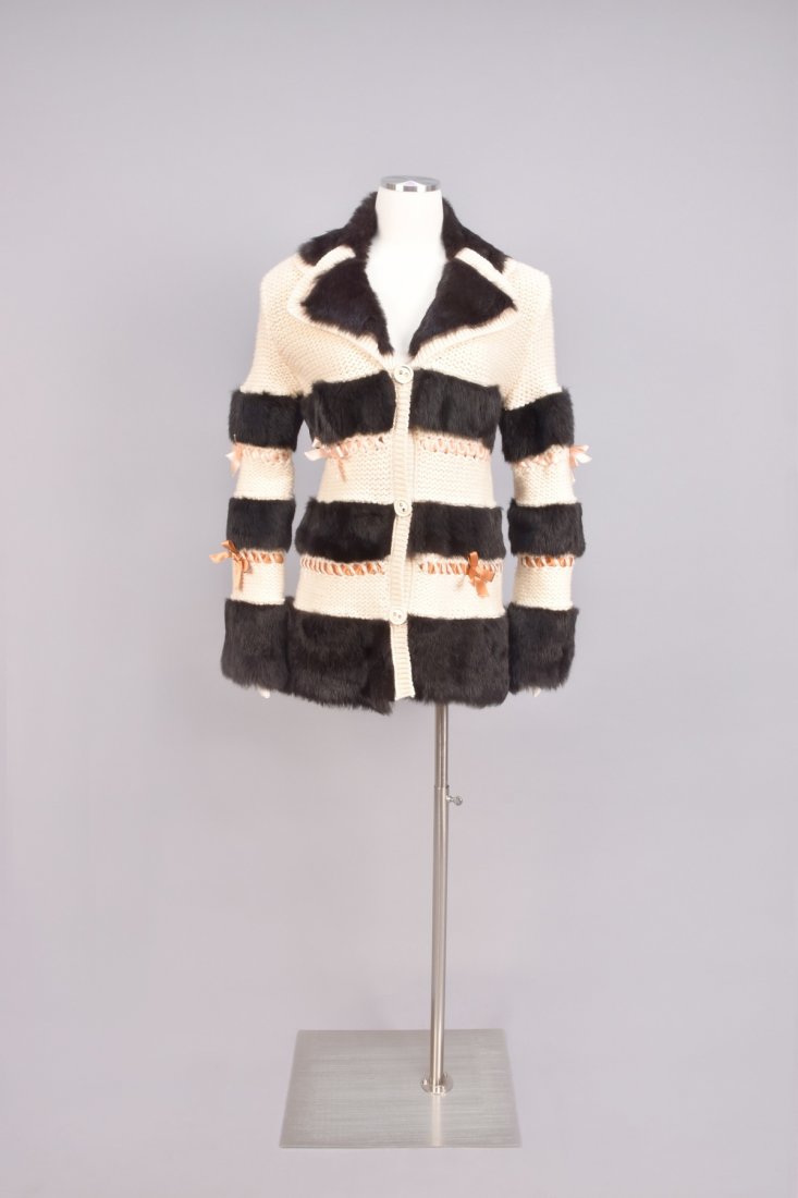 JOHN GALLIANO SWEATER with FUR BANDS and RIBBONS. (1 of 4)