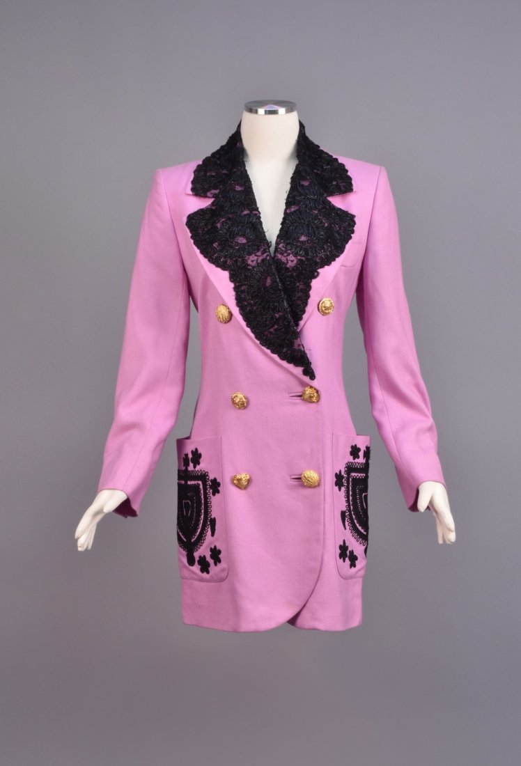 CHRISTIAN LACROIX LACE TRIMMED COAT, LATE 1980s. (1 of 4)