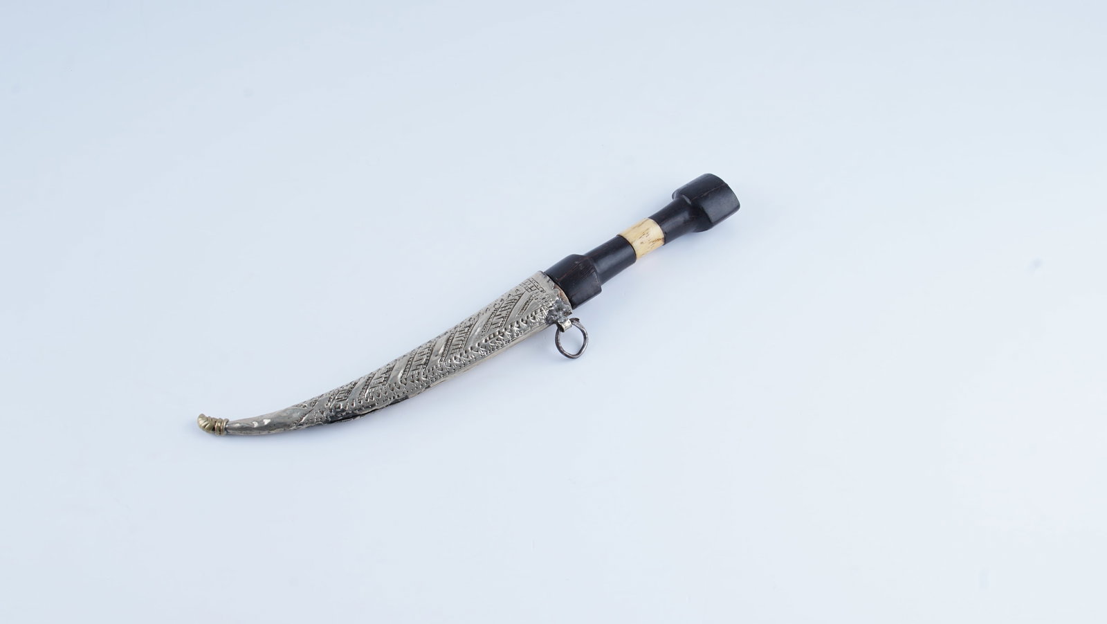 AN OTTOMAN DAGGER WITH SILVER-MOUNTED SCABBARD AND BONE-INLAID HILT, 19TH CENTURY (1 of 5)