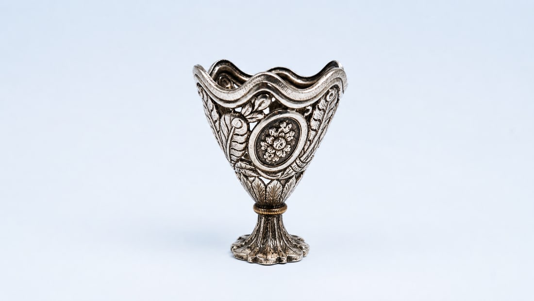 AN OTTOMAN SILVER COFFEE CUP HOLDER (ZARF), REIGN OF ABDÜLHAMID II, LATE 19TH CENTURY (1 of 2)