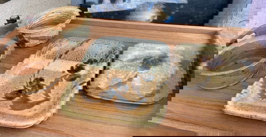 Elliott Hutten Stoneware Studio Pottery Set Of 4 Rectangular Trays Bowls Signed