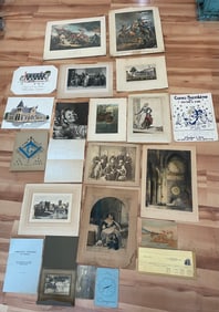 Antique Ephemera & Artwork Job Lot 1800s-1900s Photographs Etchings Lithographs