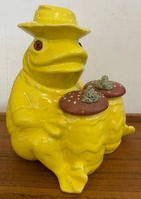 Vintage Yellow Frog Mushroom Salt & Pepper Shakers Japan Import Porcelain