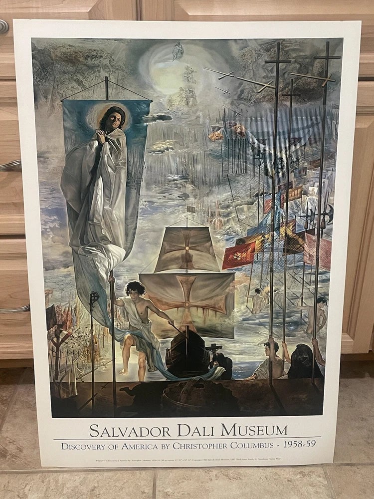 Original Salvador Dali Museum Exhibition Poster Christopher Columbus 30x21in 1986 (1 of 8)
