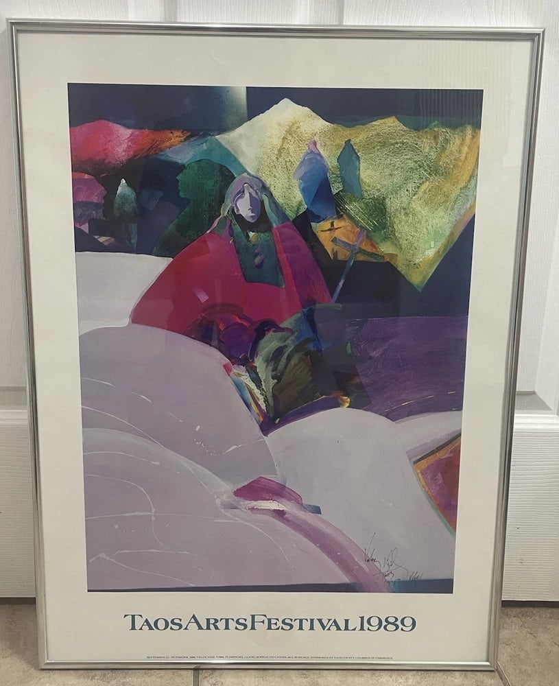 Veloy Vigil Taos Arts Festival 1989 Hand Signed Print 24x18in Flores Del Llano (1 of 16)
