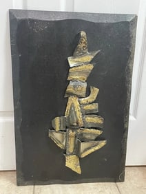 Handmade Brutalist Wall Artwork Painted Metal Sculpture Unknown Artist 24x16in