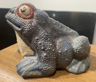 Large High Detail Frog / Toad Sculpture Studio Pottery Hand Painted Glazed HEAVY