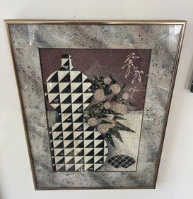 Original Multi-Media Artwork WES 1985 Contemporary Collage Abstract Art 17x13