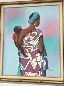Original Oil On Canvas Painting Signed African American Artist “KASPER" Woman