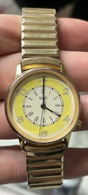 1986 GUESS Vintage Watch Collection Yellow Gold Tone Stretch Band Needs Battery