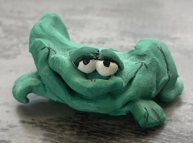 Original Clay Sculpture Green Frog By Contemporary Artist Jeff Sternstein 1990