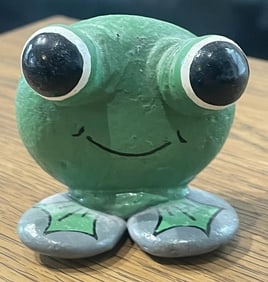 Hand Sculpted & Painted Green Frog Figure Artist Signed “MIKEY-1/82"