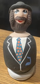 Artisan Made Jewish Rabbi Dreidel Figurine Hand Painted Pottery Israel Judaica