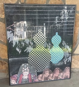 Original Multi-Media Artwork WES 1985 Contemporary Collage Abstract Art 32x27in