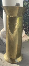 5-KAN Solid Brass Umbrella Holder Vintage Unusual 19in Tall Metal Decor