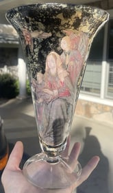 Contemporary Washington DC Artist SHARA Signed Mixed Media Glass Vase Sculpture
