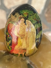 Vintage Russian Orthodox Faith Hand Painted Lacquer Easter Egg Religious Artwork