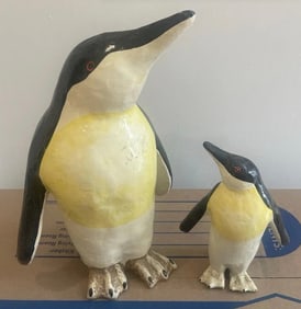 Vintage Handmade Paper Mâché Penguin Sculptures Tropiché Tonala Mexico Folk Art
