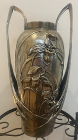 VTG RARE Frieling-Zinn Germany 95% Zinc Art Nouveau Floral Pewter Vase