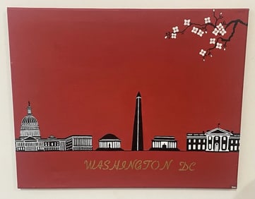 Original Oil On Canvas Painting Washington DC Buildings Artist Signed SNK 20x16