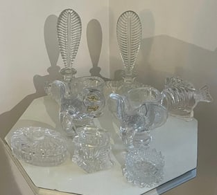 Vintage Lot Various Crystal Items Figures Perfume Bottles Vannes Chatel France