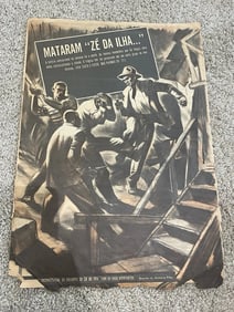 1930's Brazilian Artist Monteiro Filho Artwork Print On Pulp Paper 17x12in