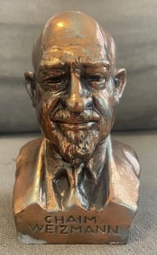 Chaim Weizmann Head Bust Pottery Sculpture Artist Signed Ivan Sors 1949 Judaica