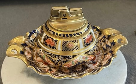 Royal Crown Derby Imari Ronson Lighter & Dish Barbara Walters Collection