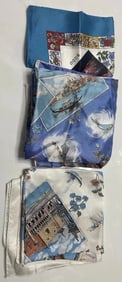 Lot of 3 Vintage Italian Designer Silk Scarves Intricate & Colorful Patterns
