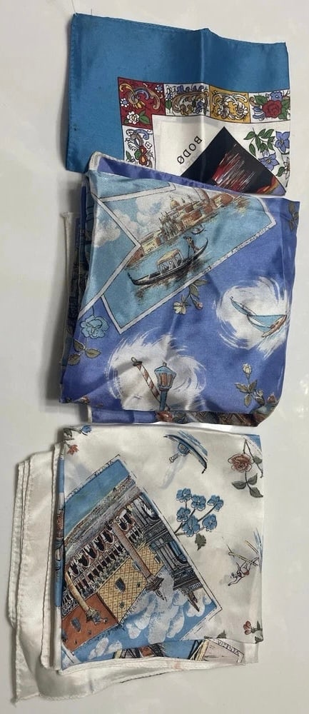 Lot of 3 Vintage Italian Designer Silk Scarves Intricate & Colorful Patterns (1 of 6)