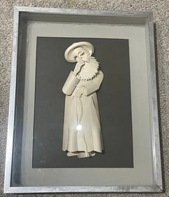 "A Rabbi" 3D Paper Sculpture by Artist Jack Eisner Shadowbox Framed 14x11in