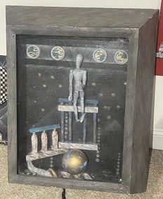 Huge 3D Shadowbox Sculpture The Hands by Randy Collett 1988 ~  31x26x9in Bizarre