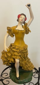 Scarlatella Mold Ceramic 16" Figurine Flamenco Dancer Signed SUE 1974 Unusual