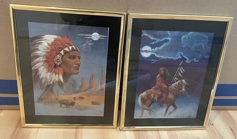 Marianne Caroselli Set of 2 Lenticular Holographic Prints Native American Indian