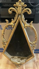 Italian Florentine Wall Decor Ornate Design Gold & Black 28x14" Vintage