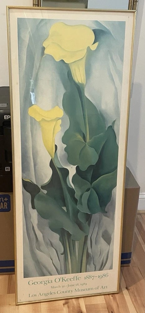 Large Framed Georgia O'Keeffe 1989 Exhibition Poster 47x18" Los Angeles (1 of 7)