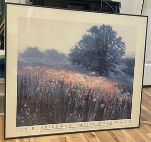 Large 34x29" Art Exhibition Poster Framed Jon R. Friedman • Misty Morning III