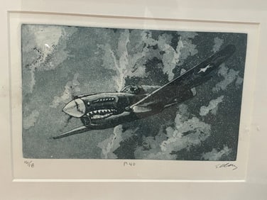 Bill Ellsworth #16/18 Curtiss P-40 Warhawk WW2 Fighter Aircraft Etching 12x9in