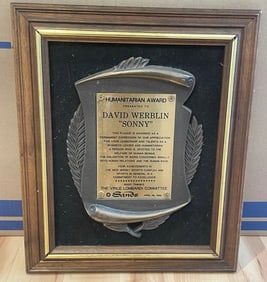 VTG 1982 Vince Lombardi Humanitarian Award David Werblin "Sonny" Award Plaque
