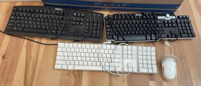 Lot of 3 Computer Keyboards DELL & Apple A1048 • M5769 • SK-8135 • RT7D20