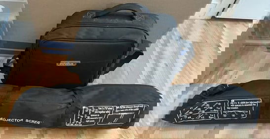 Full Setup InFocus Projector Set Complete with Cords Remote Screen Bags & More