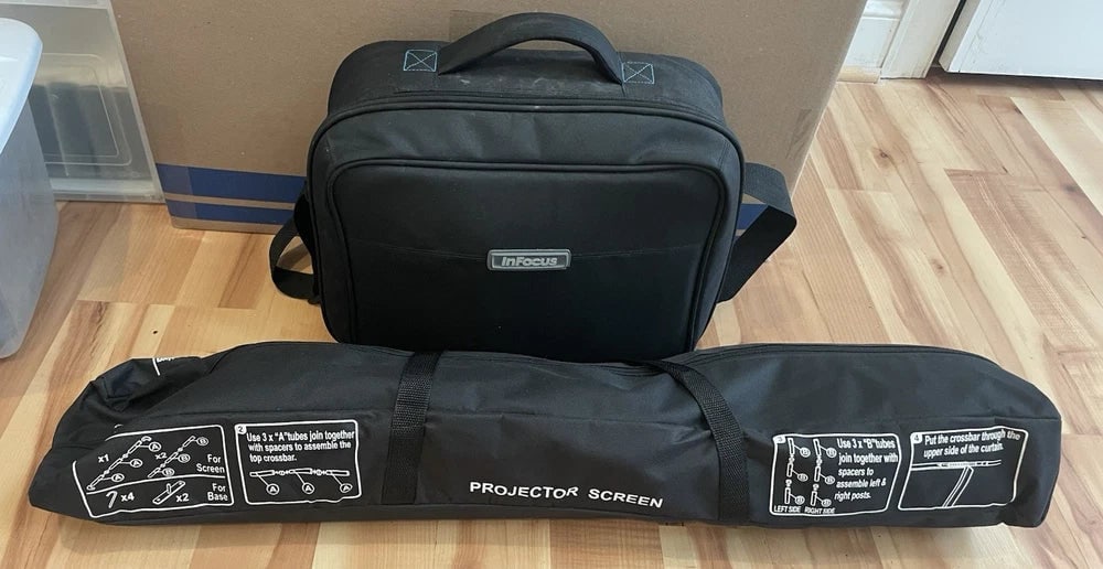 Full Setup InFocus Projector Set Complete with Cords Remote Screen Bags & More (1 of 14)