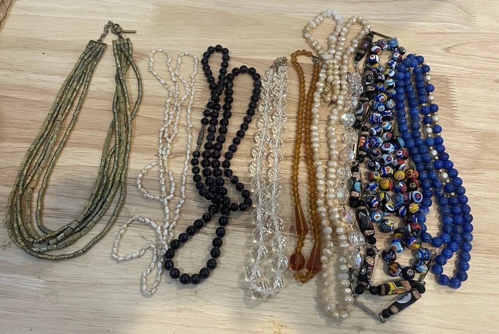 Vintage Lot of Jewelry Bead Necklaces Italian Murano Glass Millefiori Beads: Both the millefiori necklaces are detached and need to be reattached, the beads are in beautiful condition.