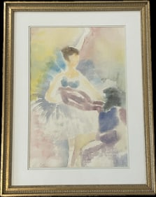 Original Watercolor Painting New York Artist Signed Sheldon Cotler (1933-2024) Framed 26x20"