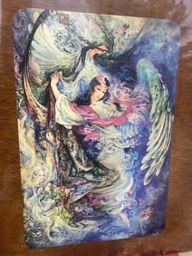 Mahmoud Farshchian Persian Fantasy Artist Print on Wood Epoxy Sealed 19x16"