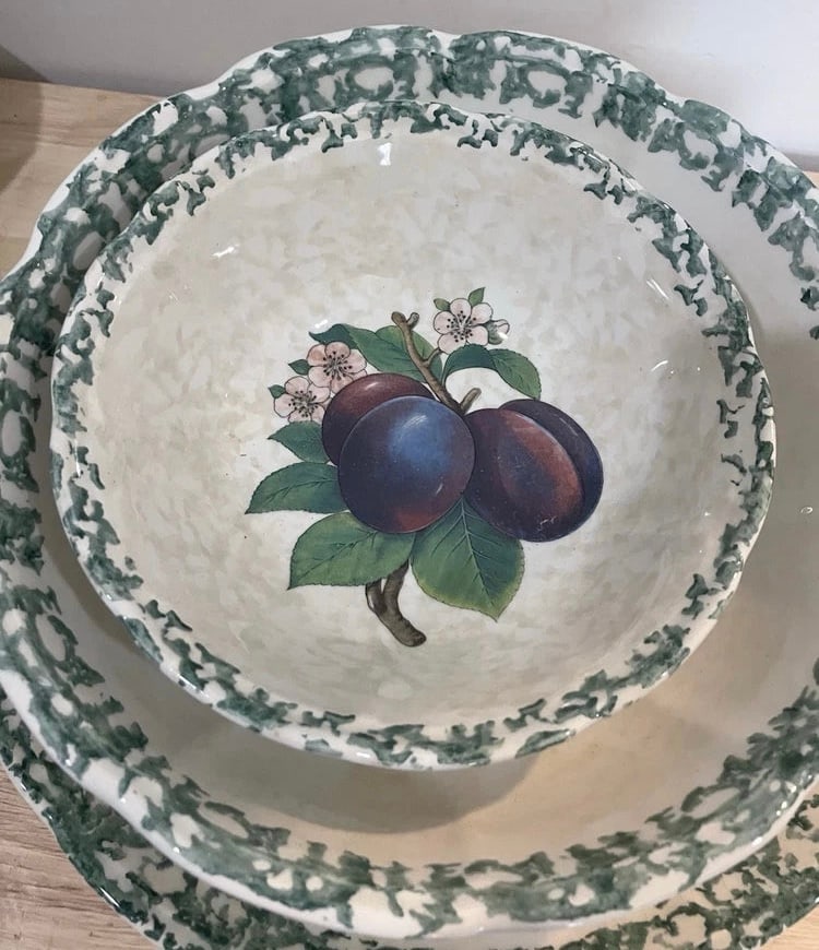 Himark Italy Set Of 3 Large Decorative Fruit Bowls Italian Ceramic Kitchen Bowls (1 of 6)