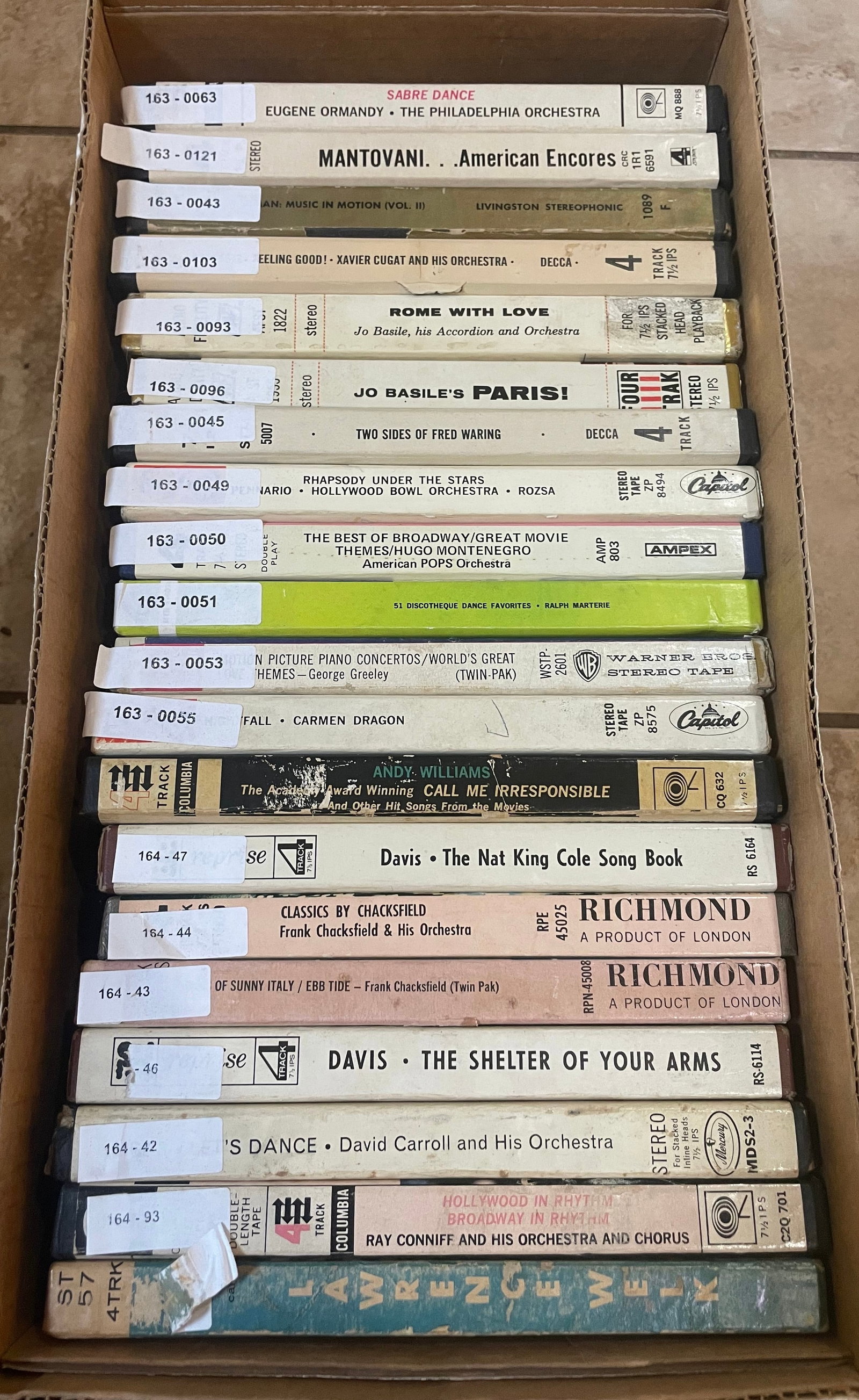 4-Track Reel To Reel Stereo Tape Lot (20) Nat King Cole ~ Fred Waring: Lot 6 - Lot of 20 4-track reel to reel tapes all in good condition.