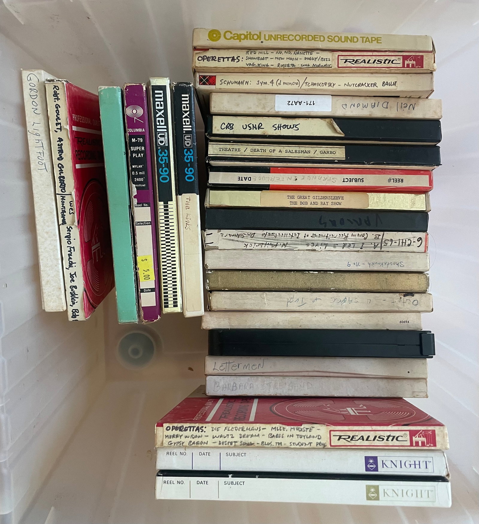 4-Track Reel To Reel Tape Lot of 26 Recorded Archive Music: Lot 18 - Lot of 26 reel to reel 4-track tapes all in good condition.
